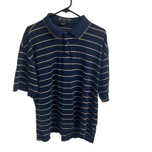 Monterey Club Shirt Men's XL Polo‎  Black/Yellow Stripped Golf Collared neckline